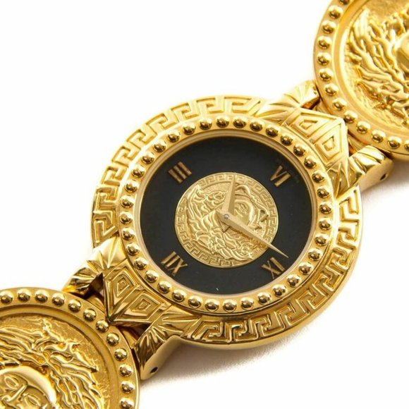Authentic Gianni Versace Signature Medusa Gold Plated Coin Watch - Picture 9 of 10